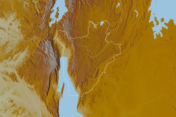 Розширена Територія Району Бурунді Карта Рельєфу Візуалізація — стокове фото