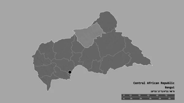 Розчарована Форма Центральноафриканської Республіки Столицею Основним Регіональним Поділом Відокремленим Бамінґі — стокове фото