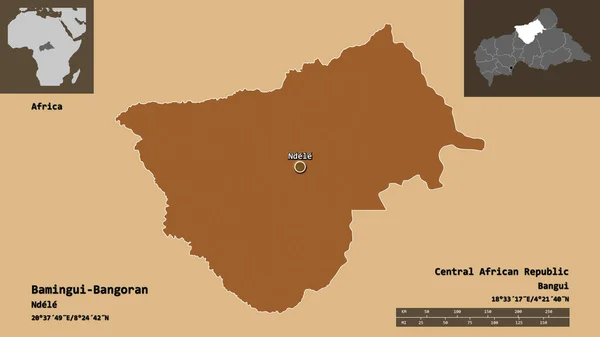 Форма Бамингуи Бангорана Префектуры Центральноафриканской Республики Столицы Шкала Расстояний Предварительные — стоковое фото