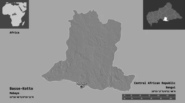 Σχήμα Basse Kotto Νομός Της Κεντροαφρικανικής Δημοκρατίας Και Την Πρωτεύουσά — Φωτογραφία Αρχείου