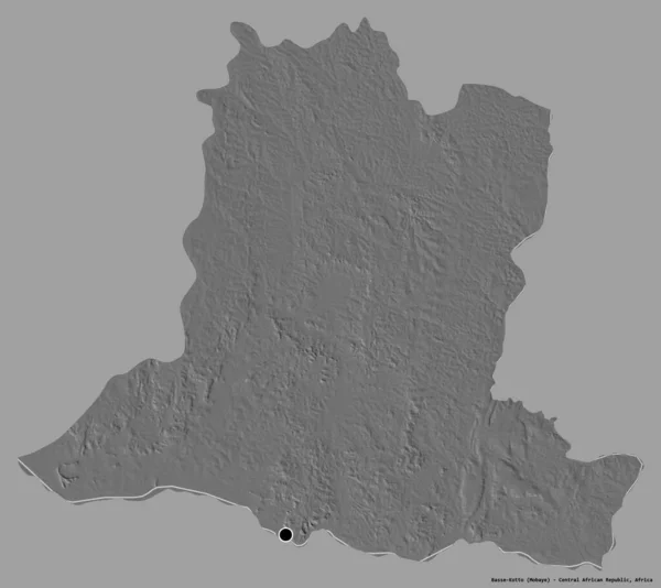 중앙아프리카 공화국의 Basse Kotto 형상이며 수도는 배경에 고립되어 렌더링 — 스톡 사진