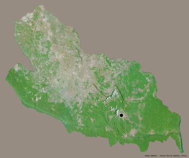 Lobaye 'nin şekli, Orta Afrika Cumhuriyeti' nin başkenti, katı bir renk arkaplanı ile izole edilmiştir. Uydu görüntüleri. 3B görüntüleme