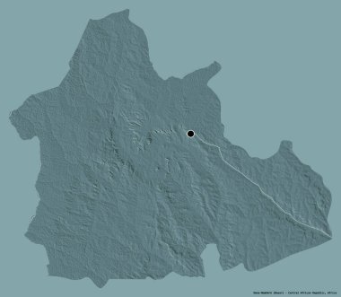 Orta Afrika Cumhuriyeti 'nin başkenti Nana-Mambere' nin şekli, katı bir renk arkaplanı ile izole edilmiştir. Renkli yükseklik haritası. 3B görüntüleme