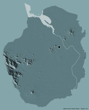 Kamboçya 'nın başkenti Kamboçya ili Kampong Chhnang' ın katı bir renk arkaplanı ile izole edilmiş hali. Renkli yükseklik haritası. 3B görüntüleme