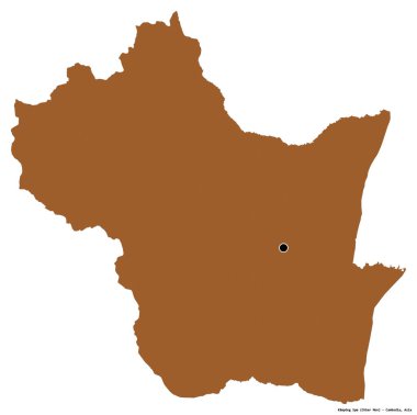 Kamboçya 'nın başkenti Kampong Sp' in beyaz arka planda izole edilmiş hali. Desenli dokuların bileşimi. 3B görüntüleme