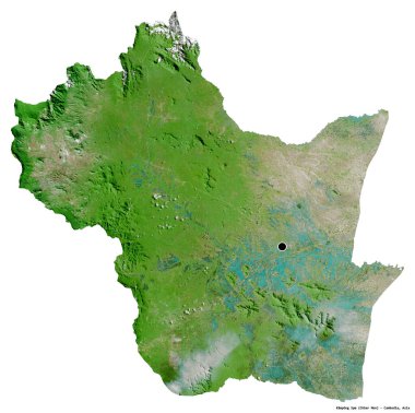 Kamboçya 'nın başkenti Kampong Sp' in beyaz arka planda izole edilmiş hali. Uydu görüntüleri. 3B görüntüleme