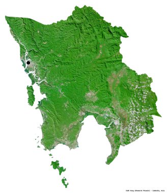 Kamboçya 'nın başkenti Kaoh Kong' un beyaz arka planda izole edilmiş hali. Uydu görüntüleri. 3B görüntüleme