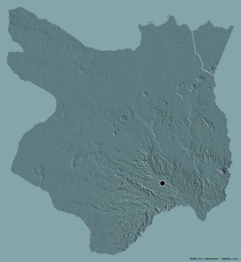 Kamboçya 'nın başkenti Mondol Kiri' nin katı renk arkaplanı ile izole edilmiş hali. Renkli yükseklik haritası. 3B görüntüleme