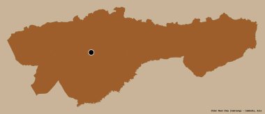 Kamboçya 'nın başkenti Otdar Mean Chey' in katı renk arkaplanı ile izole edilmiş hali. Desenli dokuların bileşimi. 3B görüntüleme