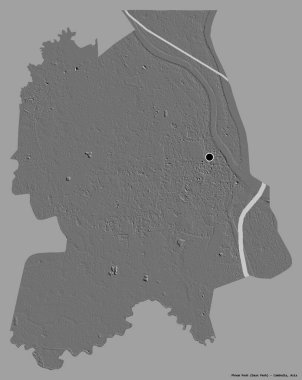 Kamboçya Belediyesi Phnom Penh 'in şekli, başkenti katı renk arkaplanı ile izole edilmiştir. Çift seviyeli yükseklik haritası. 3B görüntüleme