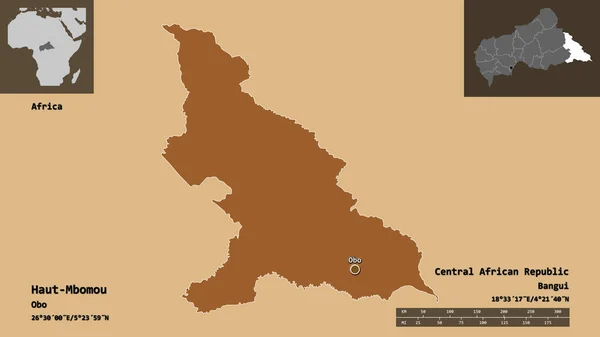Shape Haut Mbomou Prefecture Central African Republic Its Capital Distance — Stock Photo, Image
