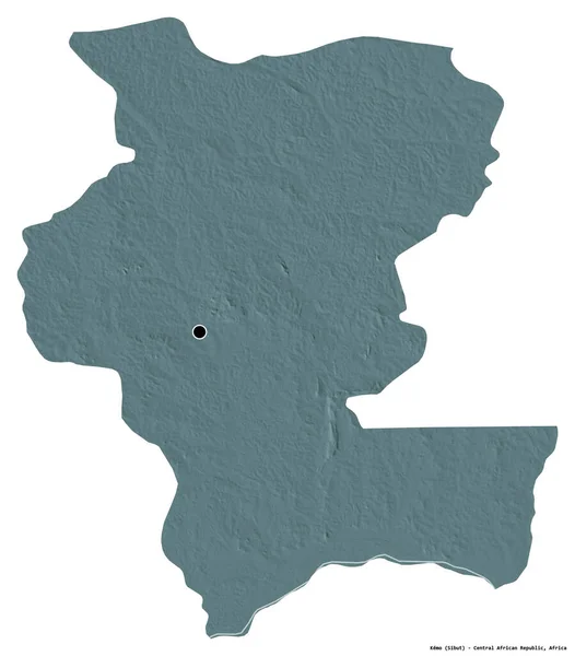 中央アフリカ共和国のケモ県の形で その首都は白い背景に隔離されています 色の標高マップ 3Dレンダリング — ストック写真