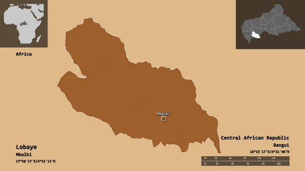 Form Lobaye Prefekturen Centralafrikanska Republiken Och Dess Huvudstad Avståndsskala Förhandsvisningar — Stockfoto