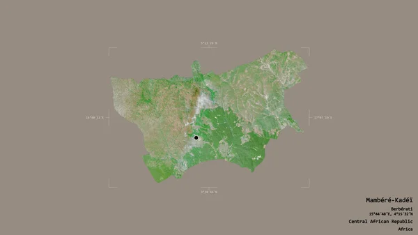 中非共和国曼贝雷 卡代省的一个地区 在一个地理参照框的坚实背景下被隔离 卫星图像 3D渲染 — 图库照片