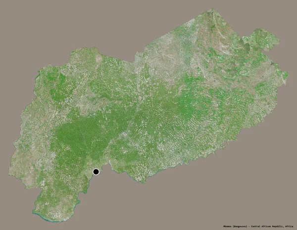 中非共和国姆博穆省的形状 首都以纯色背景隔离 卫星图像 3D渲染 — 图库照片