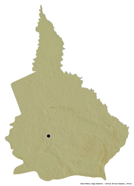 中非共和国经济都道府县纳纳 格里比齐的形状 其首都因白色背景而孤立 地形浮雕图 3D渲染 — 图库照片