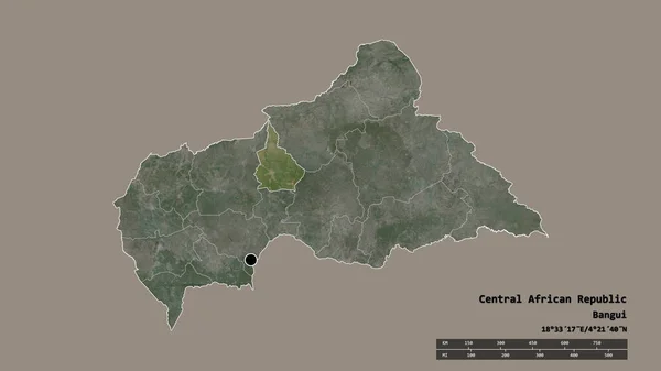 Desaturerad Form Centralafrikanska Republiken Med Dess Huvudstad Huvudsakliga Regionala Indelning — Stockfoto