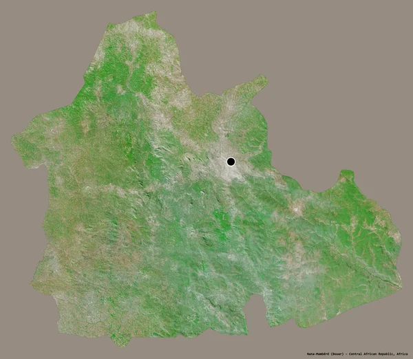 中非共和国的纳纳 曼贝雷省的形状 其首都用纯色背景隔开 卫星图像 3D渲染 — 图库照片