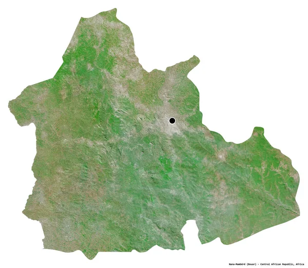 中非共和国纳纳 曼贝雷省的形状 其首都因白色背景而孤立 卫星图像 3D渲染 — 图库照片