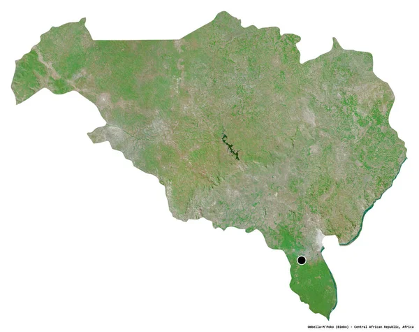 中非共和国奥姆贝拉 姆波科省的形状 其首都因白色背景而孤立 卫星图像 3D渲染 — 图库照片