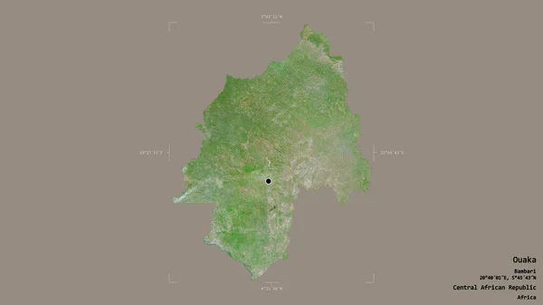 Obszar Ouaka Prefektura Republiki Środkowoafrykańskiej Odizolowany Solidnym Tle Georeferencyjnej Skrzynce — Zdjęcie stockowe