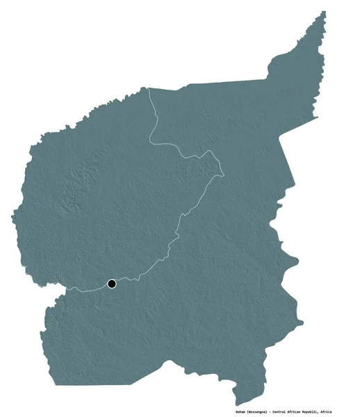 Form Ouham Prefekturen Centralafrikanska Republiken Med Dess Huvudstad Isolerad Vit — Stockfoto