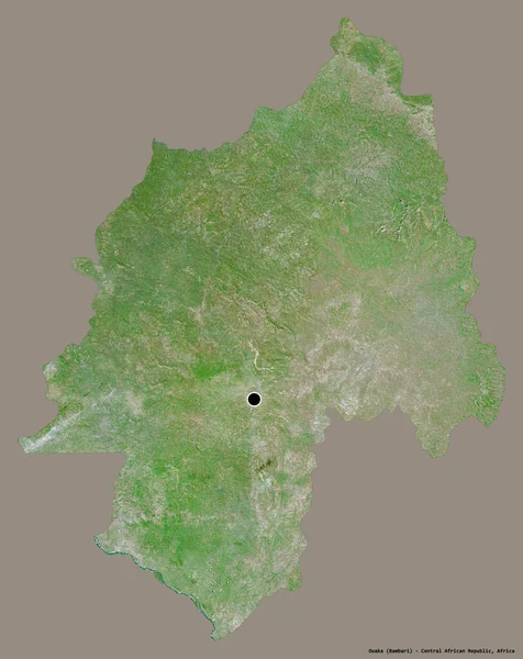 中央アフリカ共和国の大阪府の形で その首都はしっかりとした色背景に隔離されています 衛星画像 3Dレンダリング — ストック写真