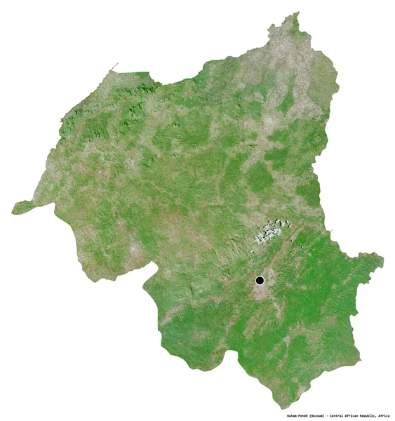 中非共和国瓦姆 彭代省的形状 其首都因白色背景而孤立 卫星图像 3D渲染 — 图库照片