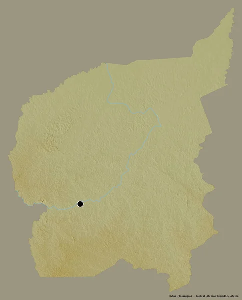 中非共和国瓦姆省的形状 其首都以纯色背景隔离 地形浮雕图 3D渲染 — 图库照片