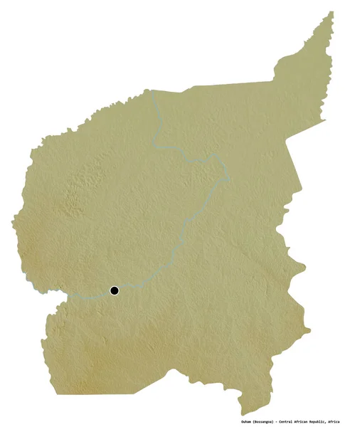 Форма Оухама Префектуры Центральноафриканской Республики Столицей Изолированной Белом Фоне Топографическая — стоковое фото