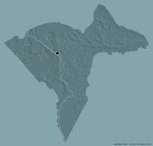 中非共和国经济都道府县Sangha Mbaere的形状 其首都为单色背景 彩色高程图 3D渲染 — 图库照片