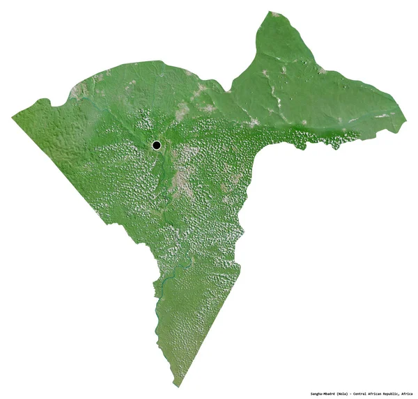 中非共和国经济都道府县Sangha Mbaere的形状 其首都因白人背景而孤立 卫星图像 3D渲染 — 图库照片