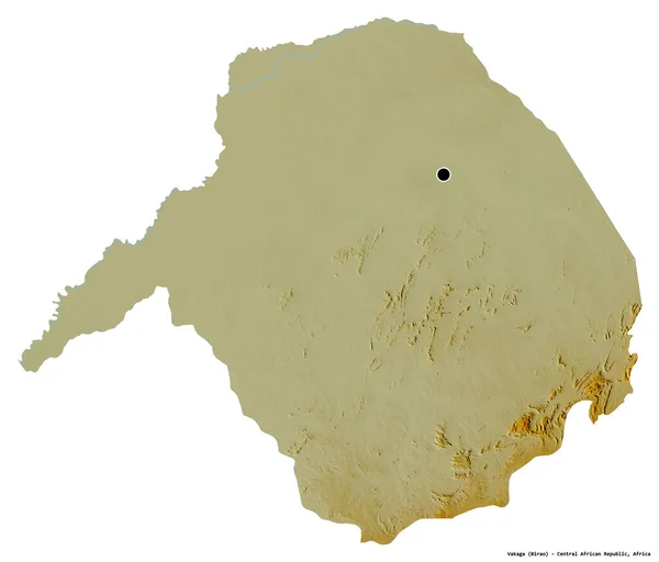 中非共和国瓦卡加省的形状 首都被白色背景隔离 地形浮雕图 3D渲染 — 图库照片