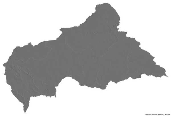 Σχήμα Της Κεντροαφρικανικής Δημοκρατίας Την Πρωτεύουσά Της Απομονωμένη Λευκό Φόντο — Φωτογραφία Αρχείου