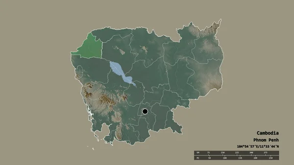 Forma Desnaturalizada Camboya Con Capital División Regional Principal Zona Separada —  Fotos de Stock