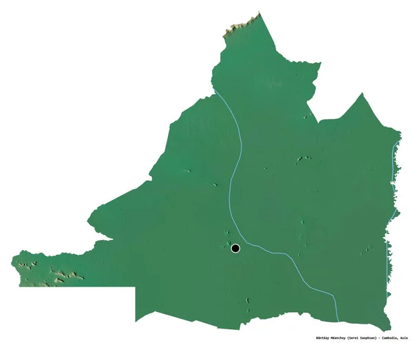 Kształt Banteay Meanchey Prowincja Kambodży Stolicą Odizolowaną Białym Tle Mapa — Zdjęcie stockowe