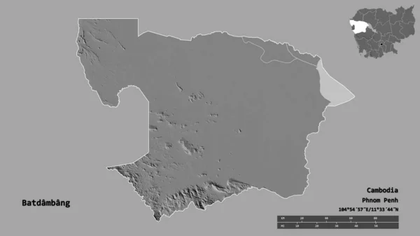 Tvar Batdambang Provincie Kambodža Hlavním Městem Izolovaným Pevném Pozadí Měřítko — Stock fotografie
