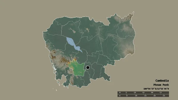 Vyprahlý Tvar Kambodže Hlavním Městem Hlavní Regionální Divizí Oddělenou Oblastí — Stock fotografie