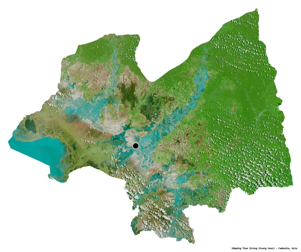 Alakja Kampong Thum Tartomány Kambodzsa Tőke Elszigetelt Fehér Alapon Műholdas — Stock Fotó