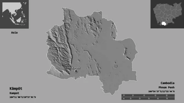 Σχήμα Kampot Επαρχία Της Καμπότζης Και Την Πρωτεύουσά Της Κλίμακα — Φωτογραφία Αρχείου