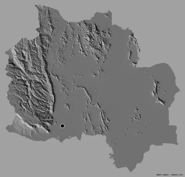 Kształt Kampota Prowincji Kambodży Jego Kapitału Izolowane Solidnym Tle Koloru — Zdjęcie stockowe