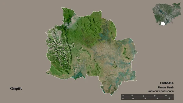 Форма Кампота Провинция Камбоджа Столицей Изолированной Прочном Фоне Дистанционный Масштаб — стоковое фото