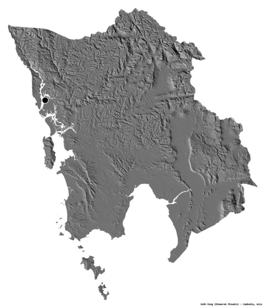 Форма Као Конга Провинции Камбоджа Столицей Изолированной Белом Фоне Карта — стоковое фото
