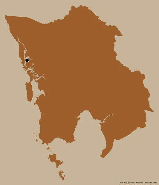 柬埔寨高贡省的形状 其首都以纯色背景隔离 图形纹理的组成 3D渲染 — 图库照片