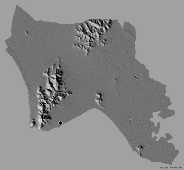 柬埔寨的Kep形状 其首都被隔离在纯色的背景下 Bilevel高程图 3D渲染 — 图库照片