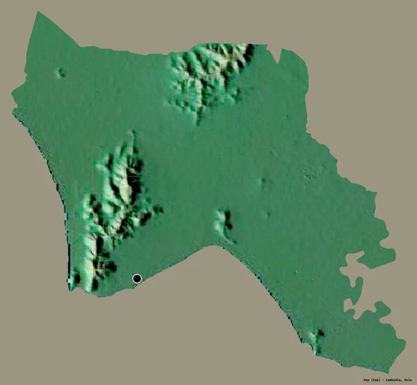 カンボジアの州 キープの形状は その首都はしっかりとした色の背景に隔離されています 地形図 3Dレンダリング — ストック写真