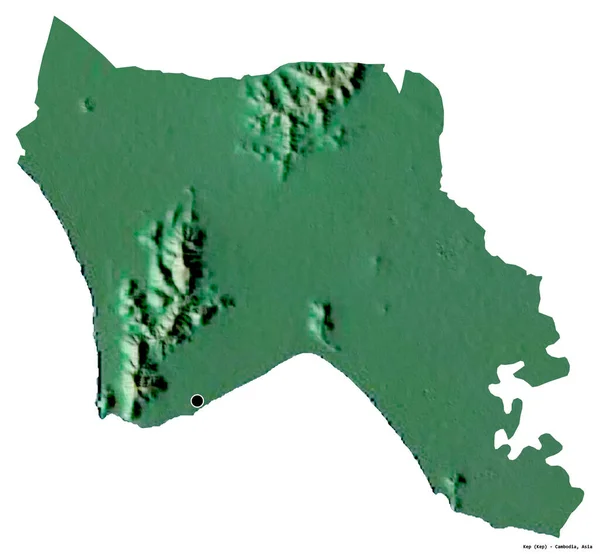 カンボジアの州 キープの形は その首都は白い背景に隔離されています 地形図 3Dレンダリング — ストック写真