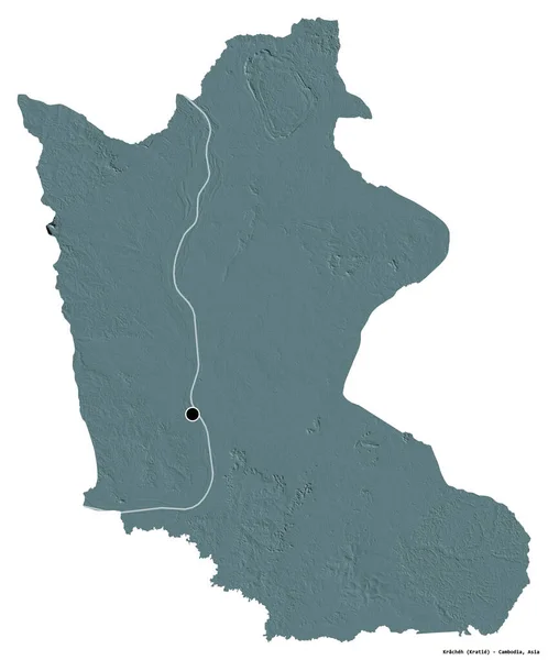 Form Von Kracheh Provinz Von Kambodscha Mit Seiner Hauptstadt Isoliert — Stockfoto