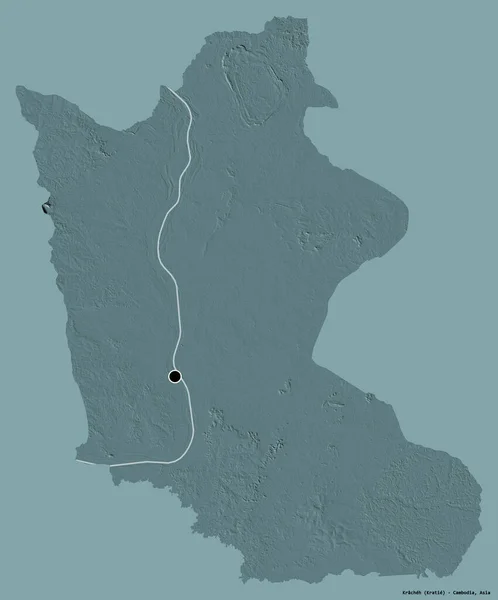 Form Kracheh Provinsen Kambodja Med Dess Huvudstad Isolerad Solid Färg — Stockfoto