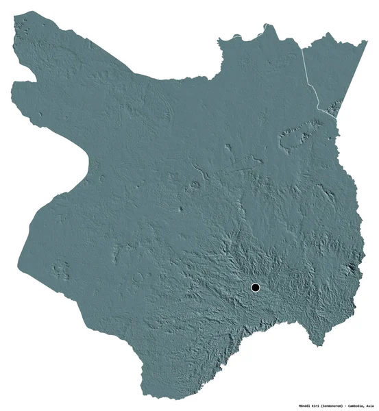 Kształt Mondol Kiri Prowincja Kambodży Stolicą Odizolowaną Białym Tle Kolorowa — Zdjęcie stockowe